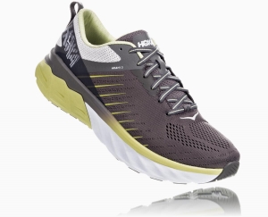 Hoka One One Arahi 3 Women's Recovery Shoes Charcoal Gray/Lime Sherbet | 83506UYRC