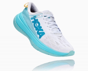 Hoka One One Carbon X Women's Road Running Shoes White/Angel Blue | 72364GKVW