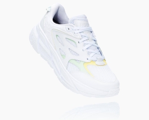 Hoka One One Clifton L Men's Road Running Shoes White/Green Ash | 54682TVXS