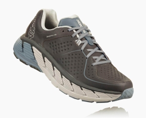Hoka One One Gaviota Leather Men's Walking Shoes Charcoal/Tradewinds | 95126KMFW
