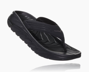 Hoka One One ORA Women's Flip Flops Black/Dark Gull Gray | 96845WLZJ