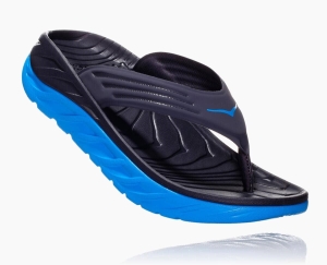 Hoka One One ORA Women's Flip Flops Ebony/Dresden Blue | 03184VYHT