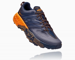 Hoka One One Speedgoat 4 Wide Men's Trail Shoes Black Iris/Bright Marigold | 16207RKTY