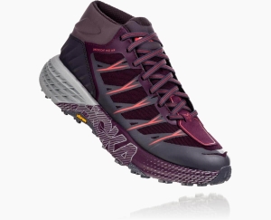 Hoka One One Speedgoat Mid Waterproof Women's Trail Shoes Obsidian/Italian Plum | 31685QAIP