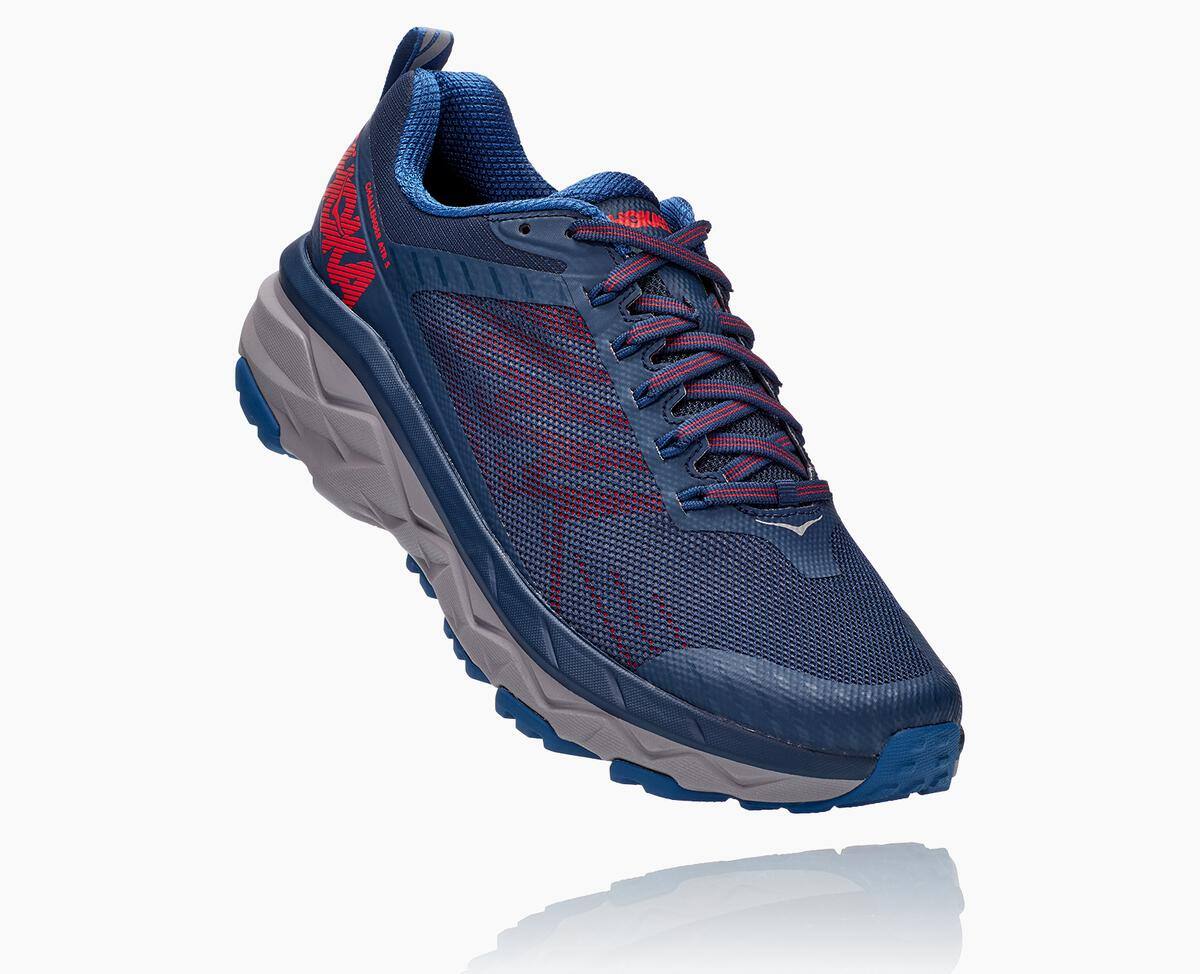 Hoka One One Challenger ATR 5 Men\'s Trail Shoes Dark Blue/High Risk Red | 32480ISMQ