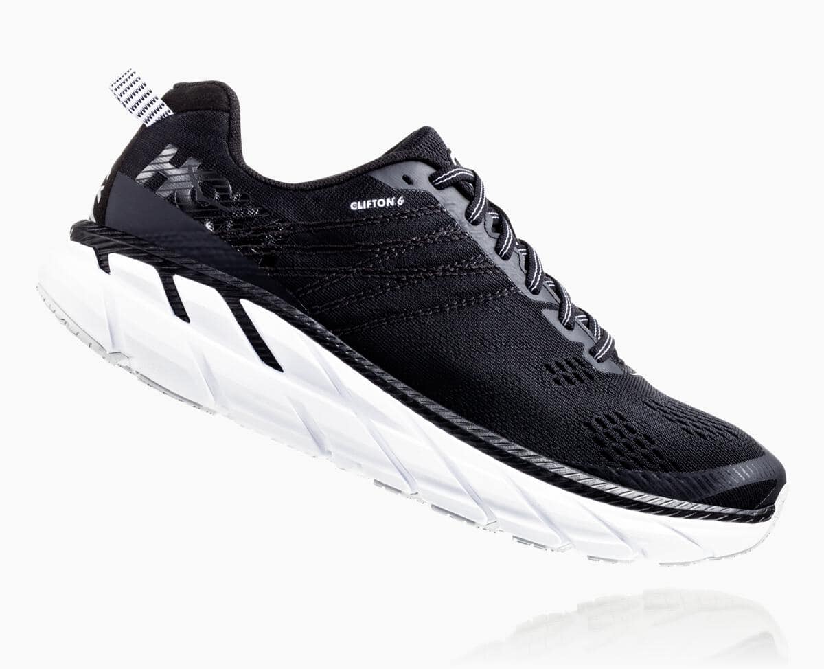 Hoka One One Clifton 6 Wide Women's Road Running Shoes Black/White | 18526DXSK