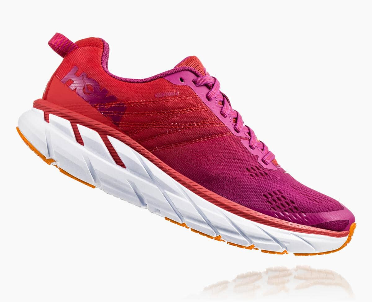 Hoka One One Clifton 6 Wide Women's Road Running Shoes Poppy Red/Cactus Flower | 34782QEHM