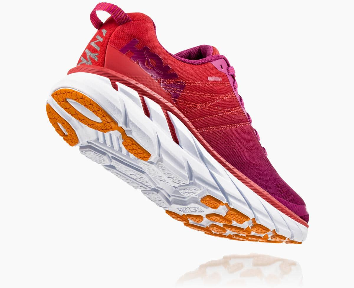 Hoka One One Clifton 6 Wide Women's Road Running Shoes Poppy Red/Cactus Flower | 34782QEHM