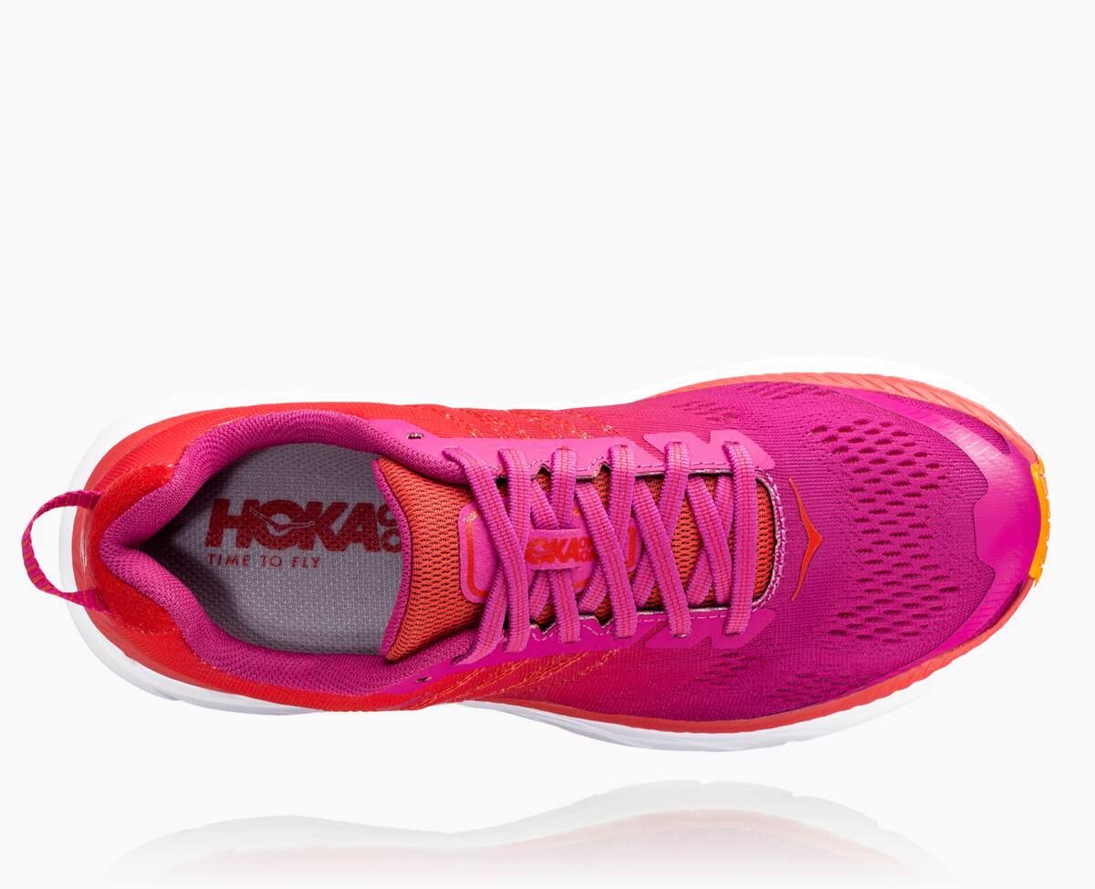 Hoka One One Clifton 6 Wide Women's Road Running Shoes Poppy Red/Cactus Flower | 34782QEHM