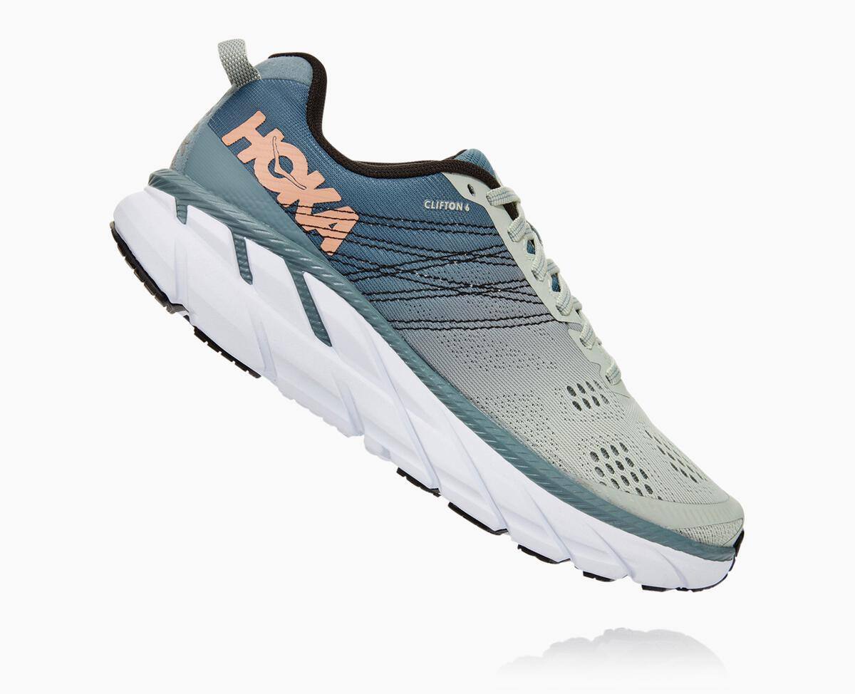 Hoka One One Clifton 6 Women's Road Running Shoes Lead/Sea Foam | 29473SJFY