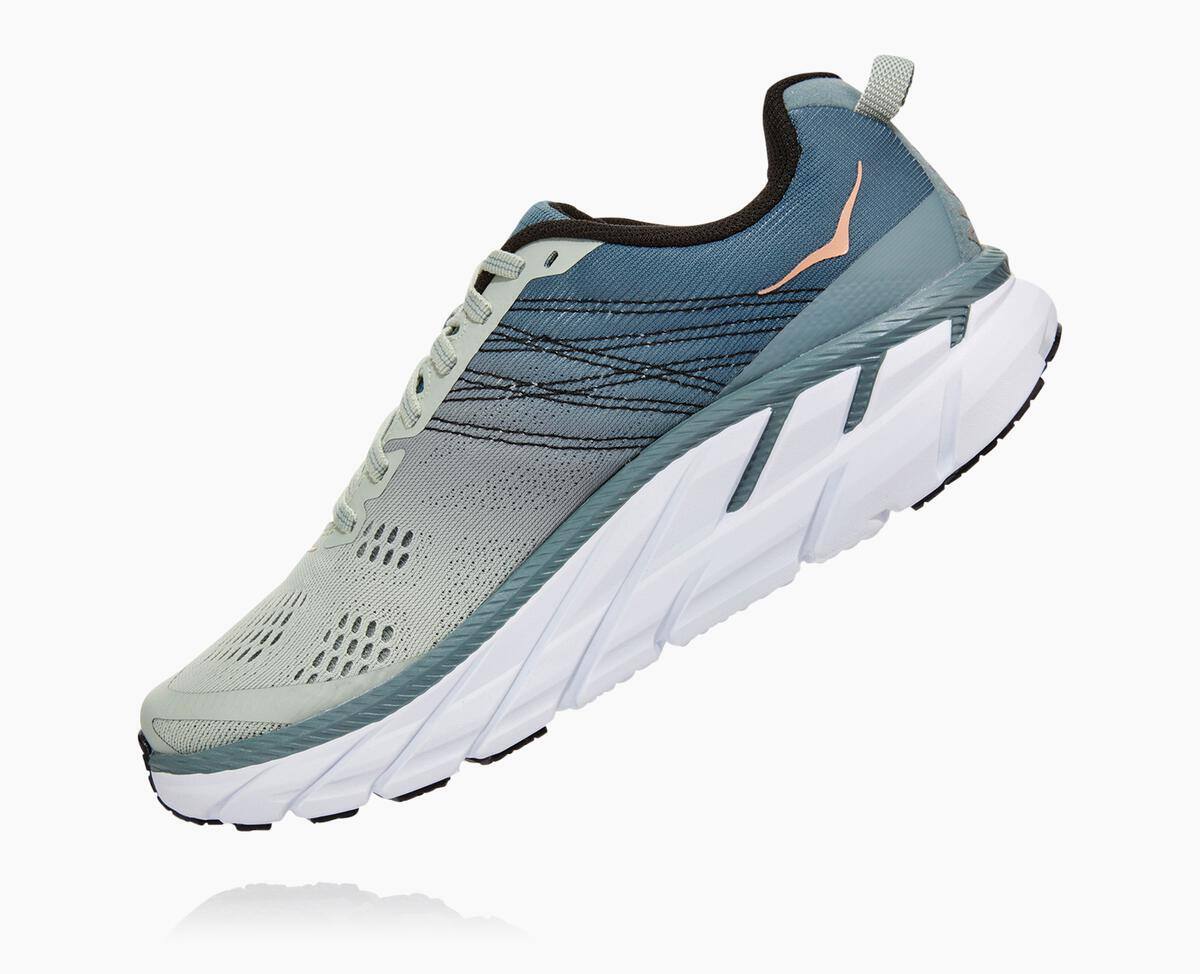 Hoka One One Clifton 6 Women's Road Running Shoes Lead/Sea Foam | 29473SJFY