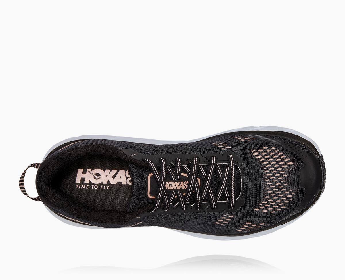 Hoka One One Clifton 6 Women's Walking Shoes Black/Rose Gold | 52389YBUE