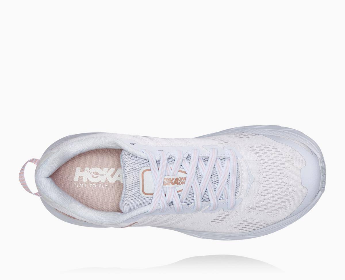 Hoka One One Clifton 6 Women's Walking Shoes White/Rose Gold | 98754YADX