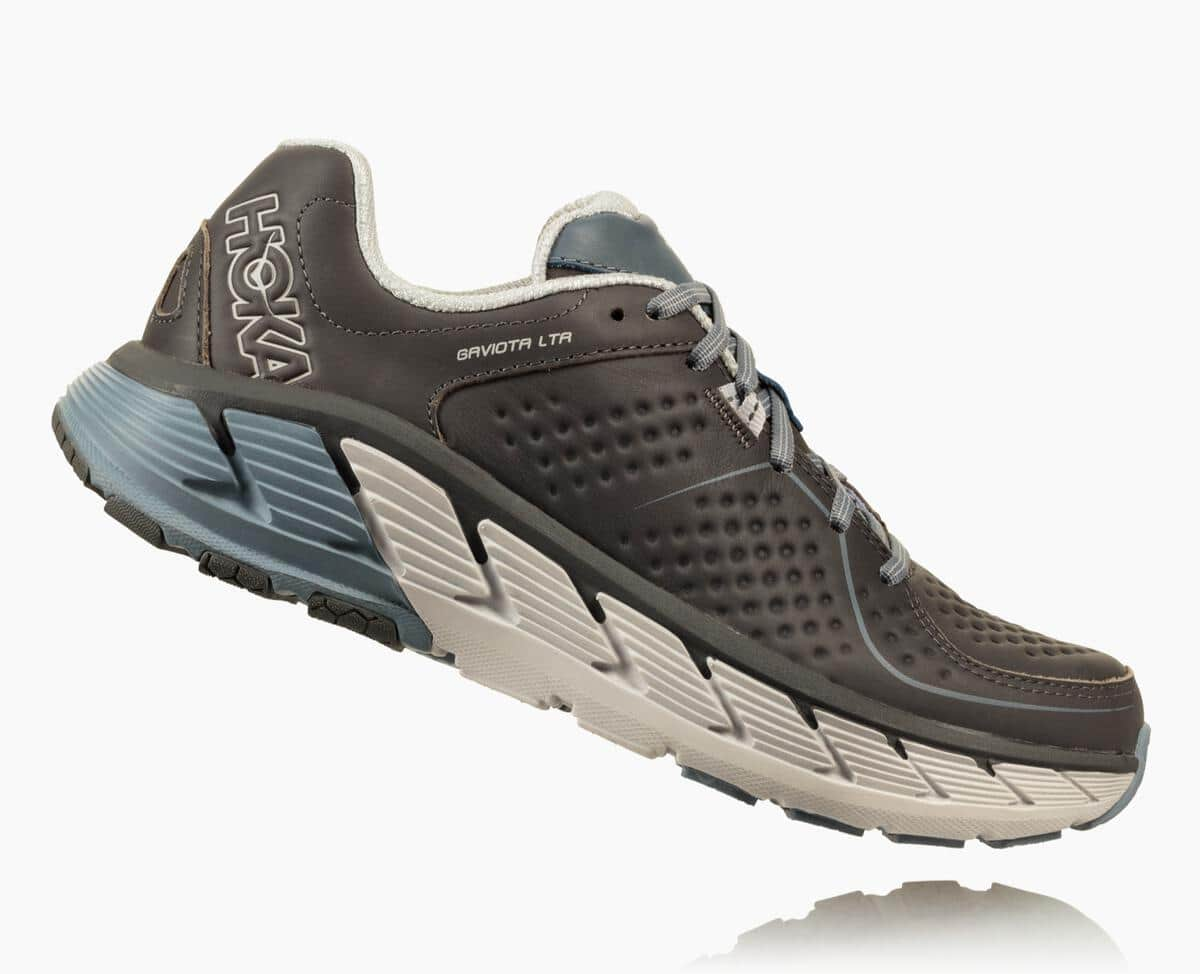 Hoka One One Gaviota Leather Men's Stability Running Shoes Charcoal/Tradewinds | 71356CSZW