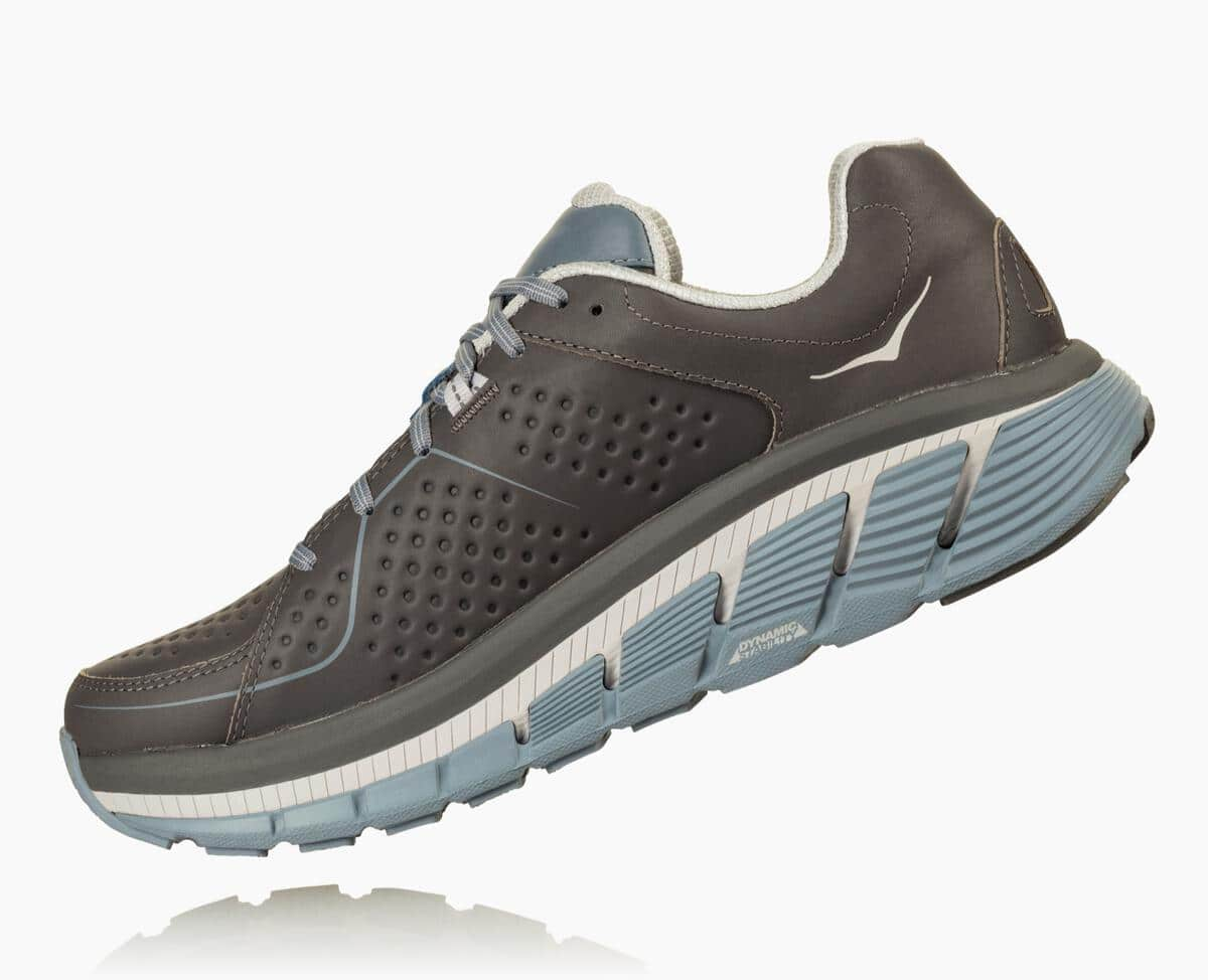 Hoka One One Gaviota Leather Men's Stability Running Shoes Charcoal/Tradewinds | 71356CSZW