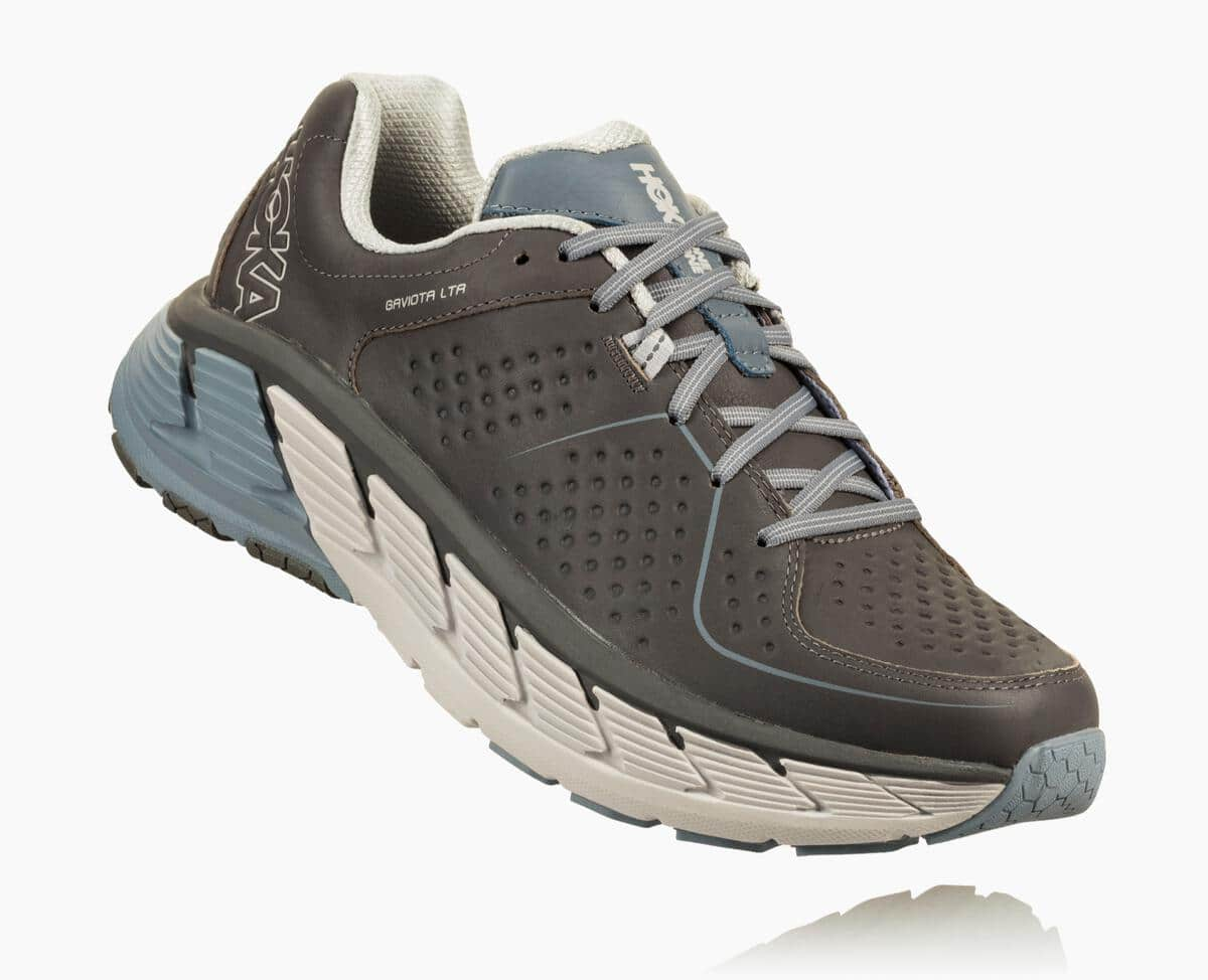 Hoka One One Gaviota Leather Men\'s Stability Running Shoes Charcoal/Tradewinds | 71356CSZW