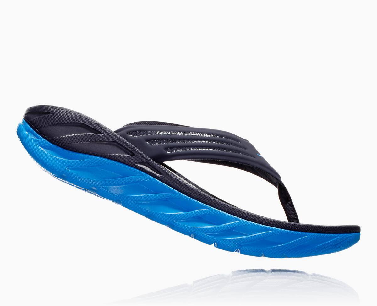 Hoka One One ORA Women's Flip Flops Ebony/Dresden Blue | 03184VYHT