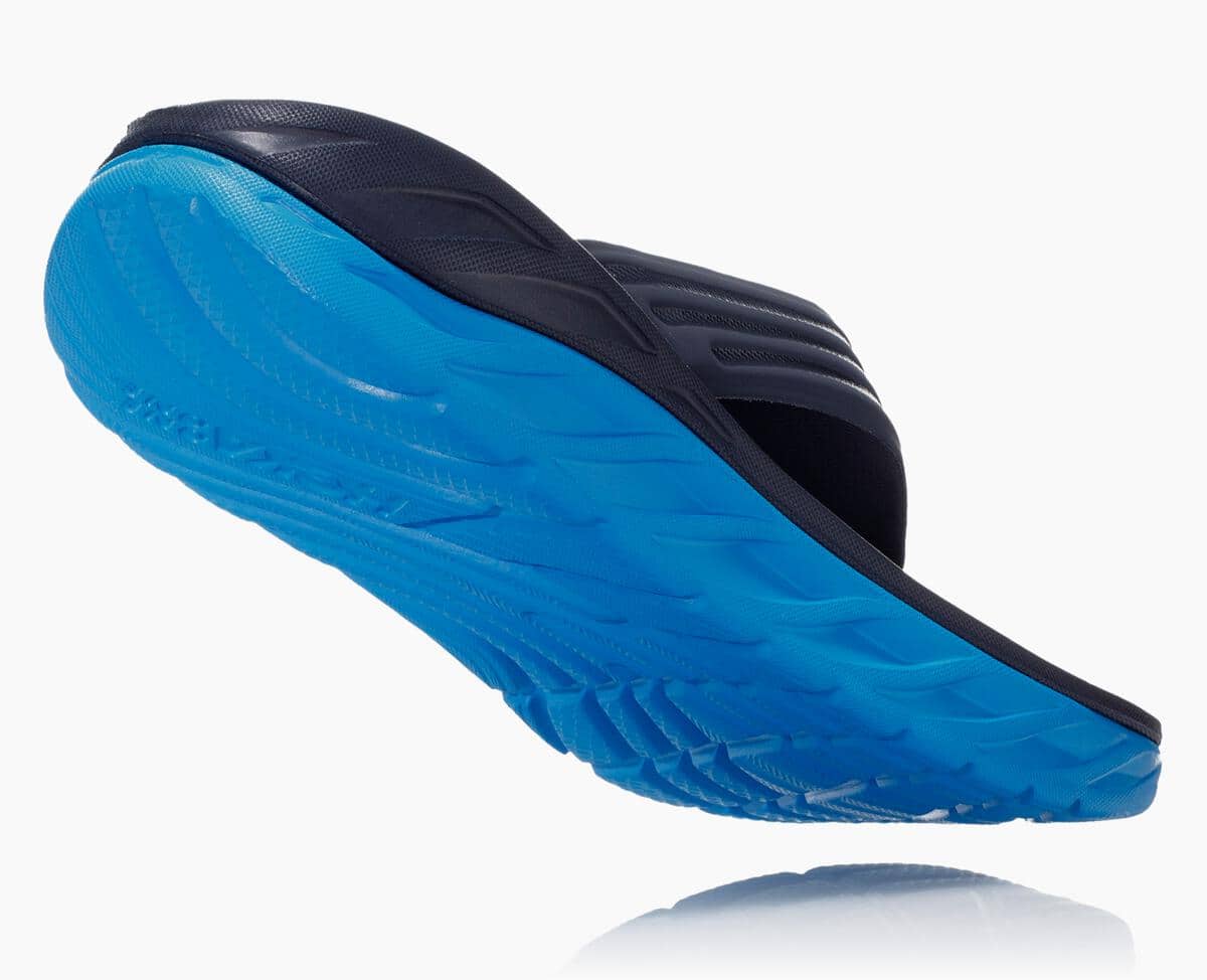 Hoka One One ORA Women's Flip Flops Ebony/Dresden Blue | 03184VYHT