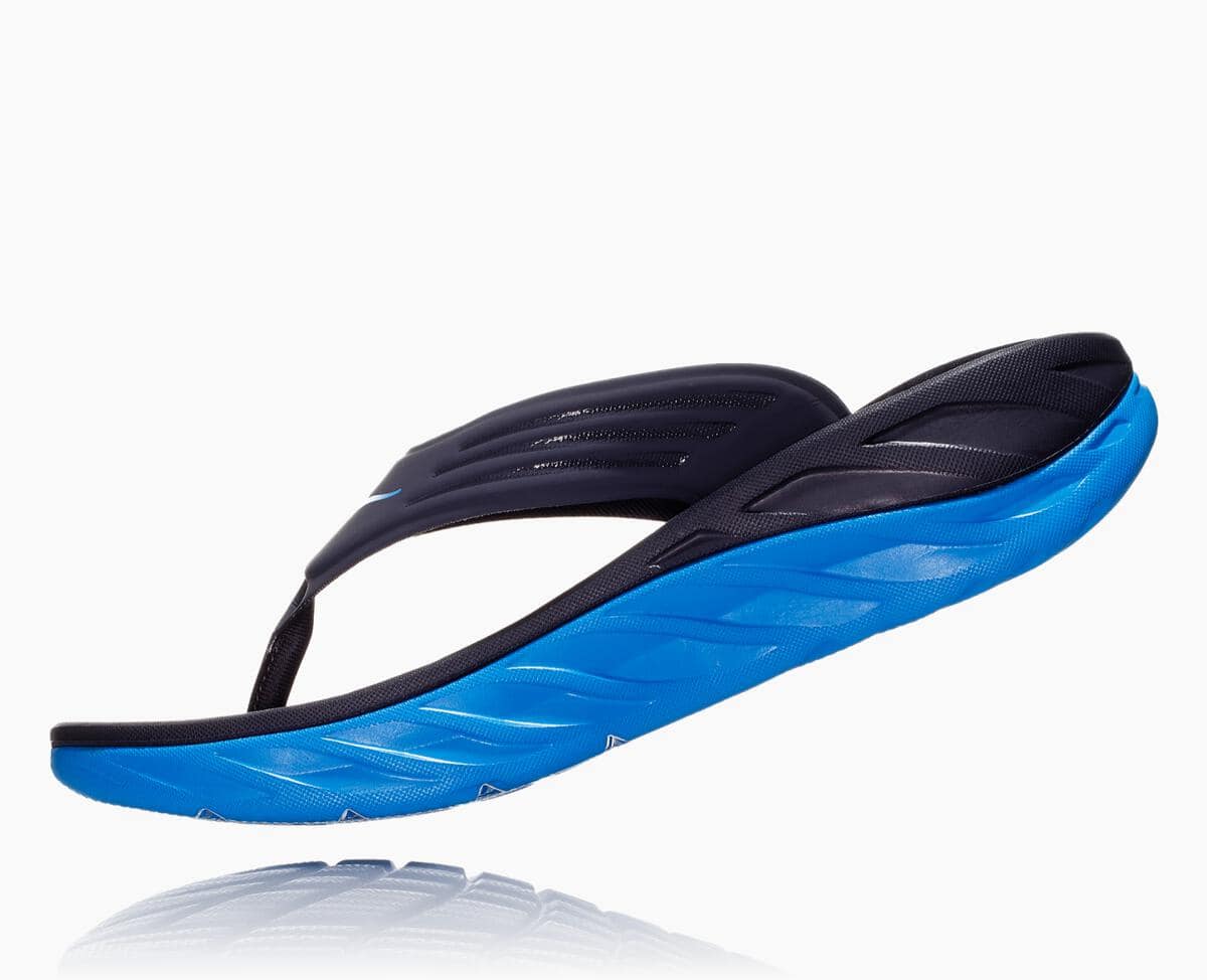 Hoka One One ORA Women's Flip Flops Ebony/Dresden Blue | 03184VYHT