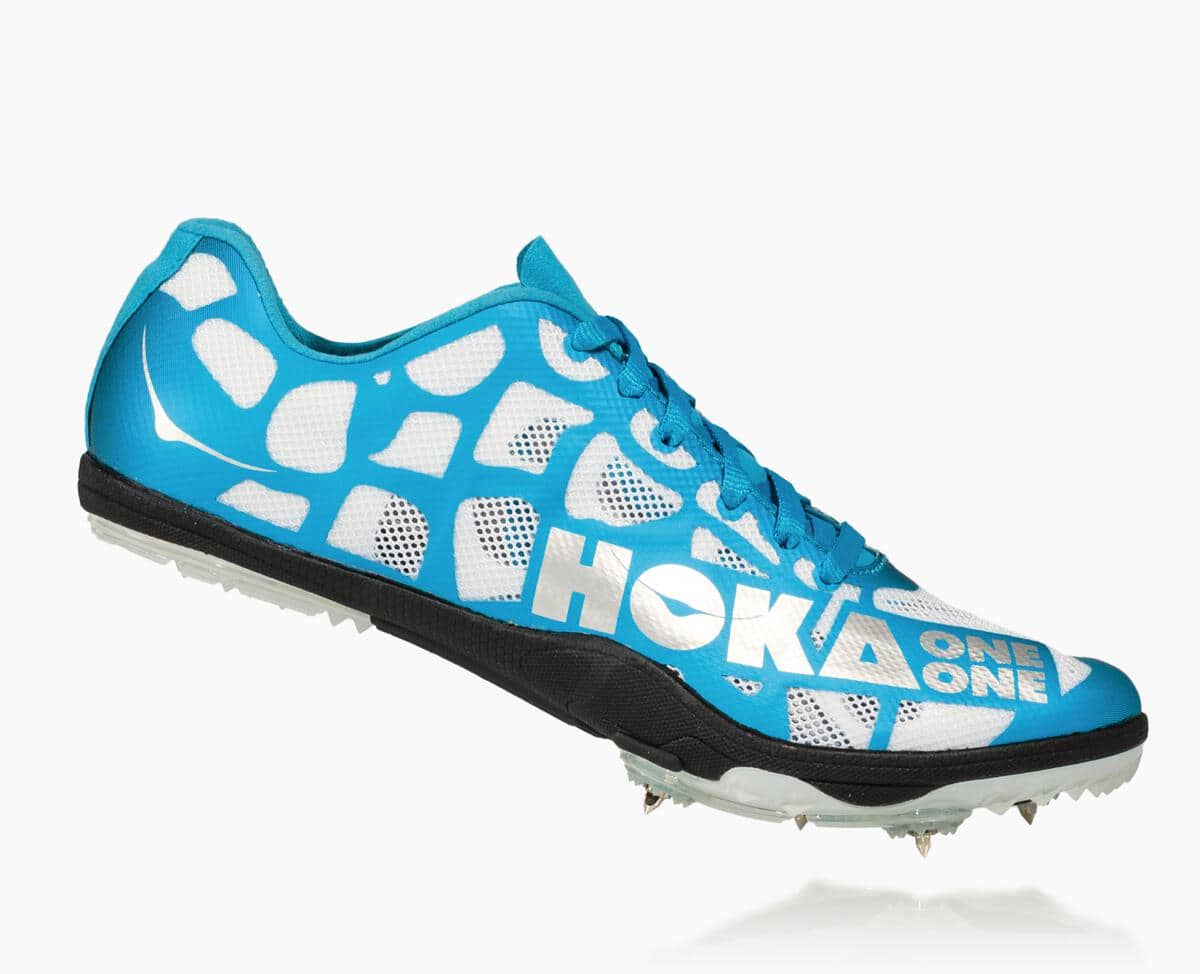 Hoka One One Rocket LD Women's Spikes White/Cyan | 59061NZWG