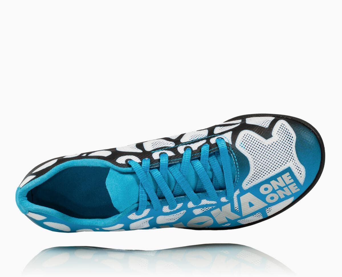 Hoka One One Rocket LD Women's Spikes White/Cyan | 59061NZWG