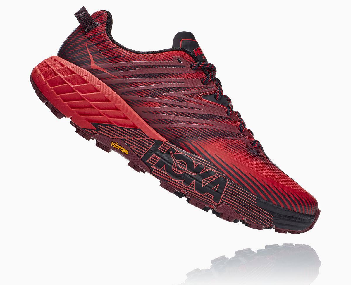 Hoka One One Speedgoat 4 Men's Trail Shoes Cordovan/High Risk Red | 08352YIXZ