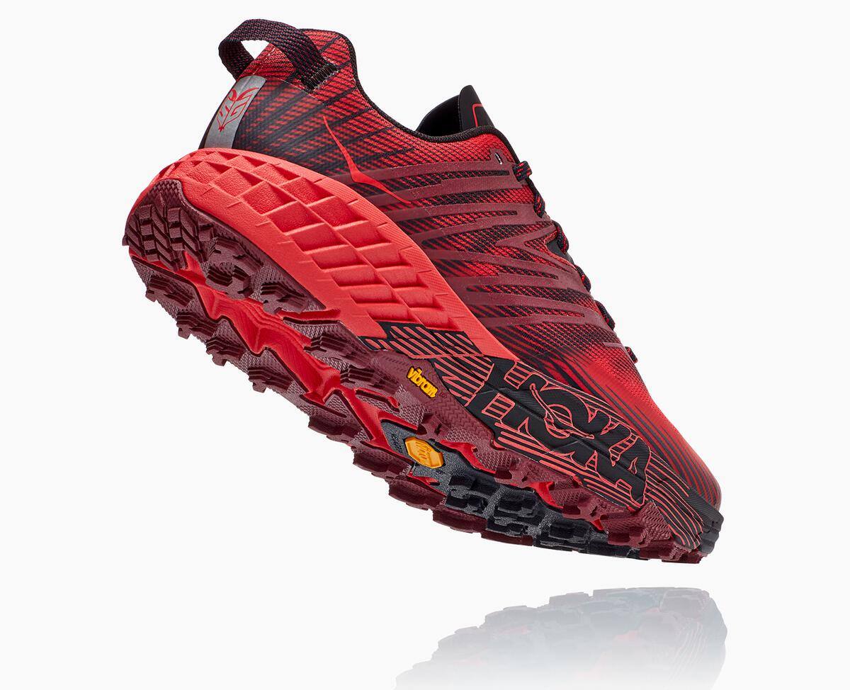 Hoka One One Speedgoat 4 Men's Trail Shoes Cordovan/High Risk Red | 08352YIXZ