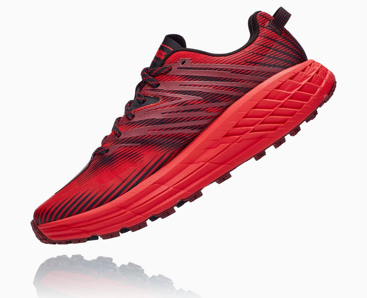 Hoka One One Speedgoat 4 Men's Trail Shoes Cordovan/High Risk Red | 08352YIXZ